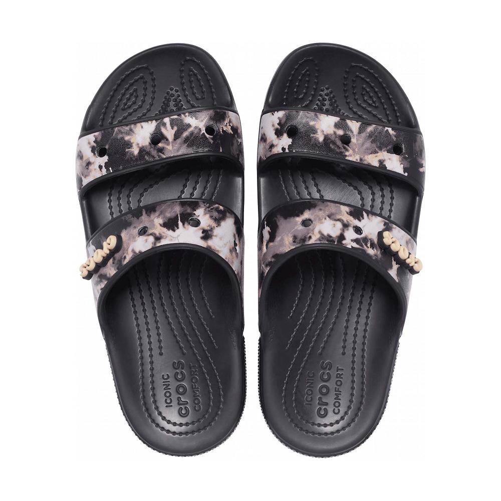 Black Women's Crocs Classic Bleach Dye Sandals | NZ 0563JPQJ